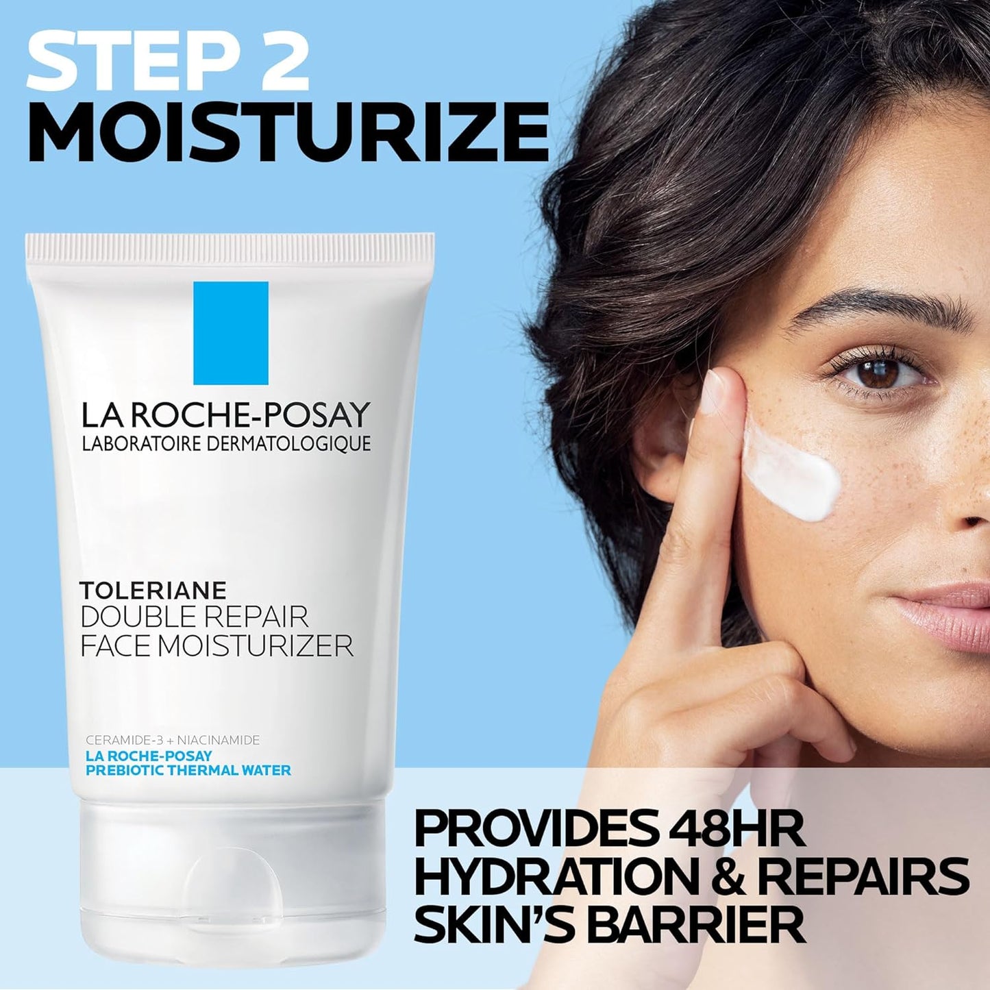 Toleriane Double Repair Face Moisturizer, Daily Moisturizer Face Cream with Ceramide & Niacinamide for All Skin Types, Immediate Comfort & Long Lasting Hydration, Fragrance Free