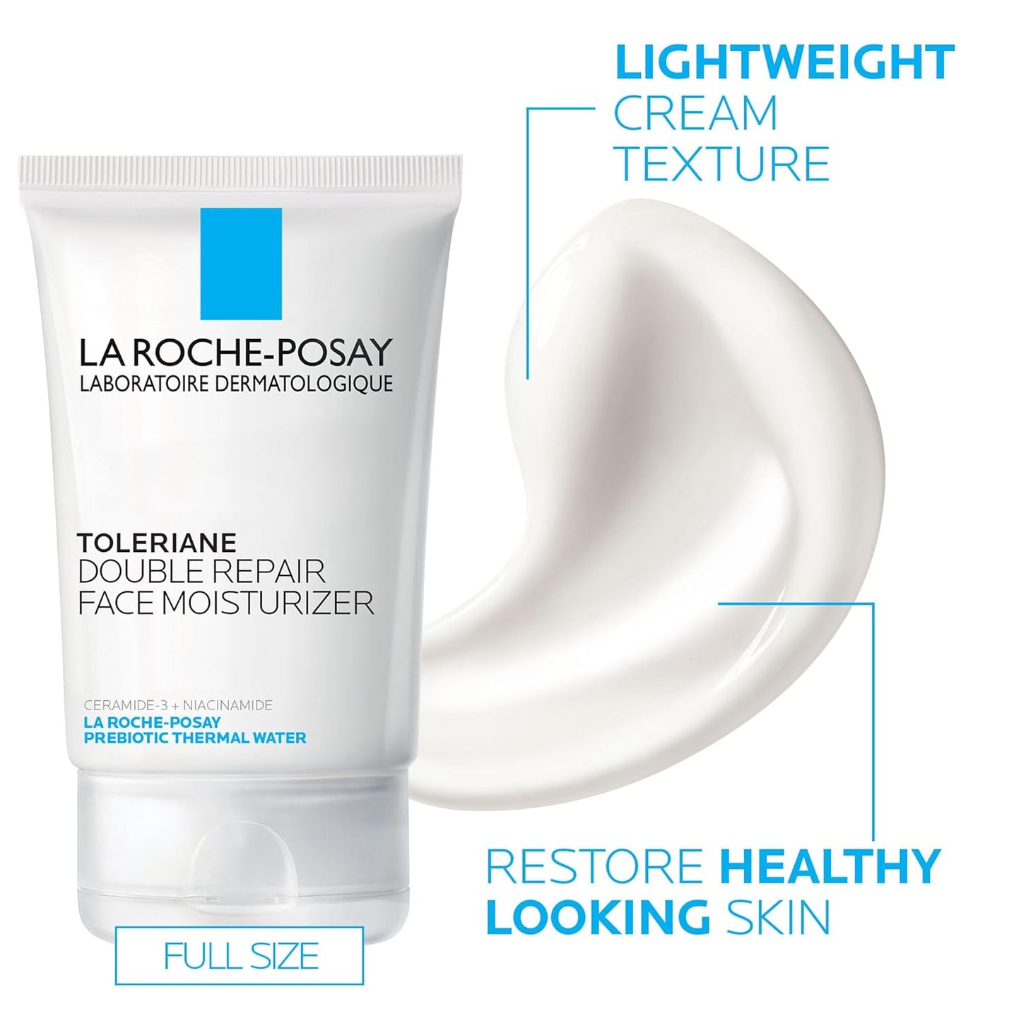 Toleriane Double Repair Face Moisturizer, Daily Moisturizer Face Cream with Ceramide & Niacinamide for All Skin Types, Immediate Comfort & Long Lasting Hydration, Fragrance Free