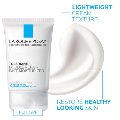 Toleriane Double Repair Face Moisturizer, Daily Moisturizer Face Cream with Ceramide & Niacinamide for All Skin Types, Immediate Comfort & Long Lasting Hydration, Fragrance Free